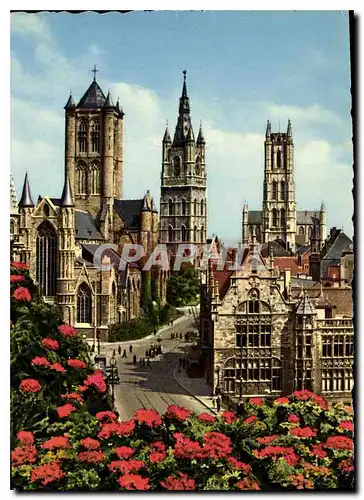 Cartes postales moderne Gand Cathedrale S Bavan Beffroi et Eglise St Nicolas
