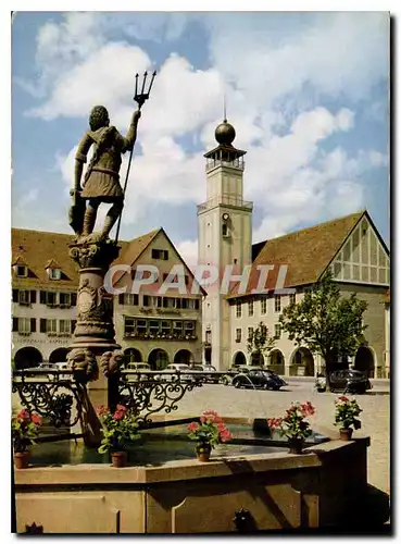 Moderne Karte Hohenluftkurort und Wintersportplatz Freudenstadt Schwarzwald Am Marktplatz mit Rathaus