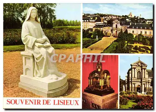 Moderne Karte Lisieux Calvados la Basilique le Reliquaire offer par le Pape Pie XI la Chapelle du Carmel a gau