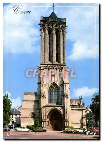 Cartes postales moderne Caen Calvados L'Eglise St Jean le clocher porche du XIV siecle dont l'inclinaison empecha la con