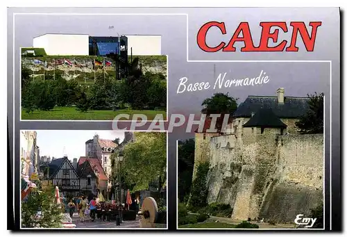 Moderne Karte Caen Calvados le Memorial un musee pour la paix le quartier du Vaugueux le chateau