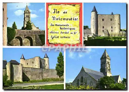 Cartes postales moderne La Vendee Touristique Ile de Noirmoutier Noirmoutier Chateau feodal du IX Eglise Romane
