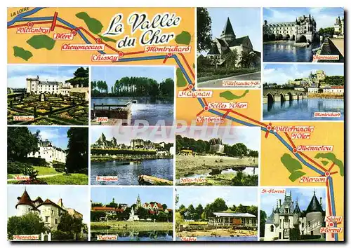 Cartes postales moderne La Vallee du Cher De Saint Florent a Villandry ses sites et ses Chateaux