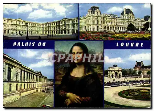 Cartes postales moderne Paris le Louvre Carree et l'Allee Nord la Joconde le Carrousel et Pavillon de Marsan