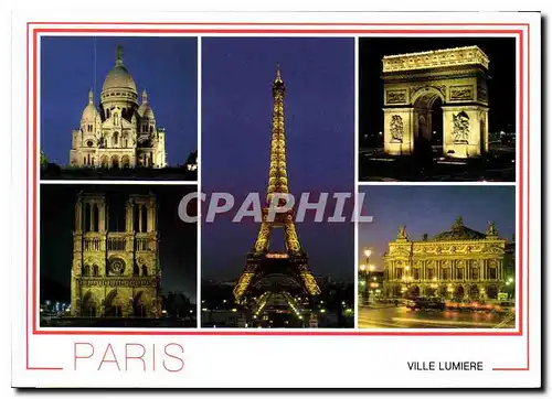 Cartes postales moderne Paris Sacre Coeur Notre Dame Tour Eiffel Arc de Triomphe Opera