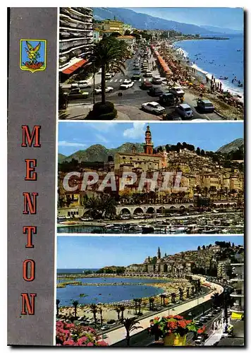 Cartes postales moderne La Cote d'azur Menton Perle de la France Boulevard General Leclerc et la Plage la Vieille Ville