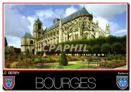 Moderne Karte Bourges Cher la cathedrale Saint Etienne vue des jardins de l'hotel de ville