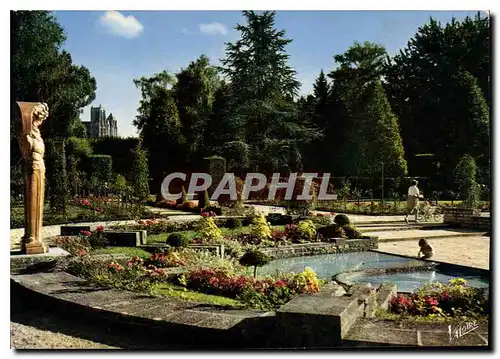 Moderne Karte Les Merveilles du Berry Bourges Cher le jardin des Pres Fichaux le bassin de la roseraie et le D