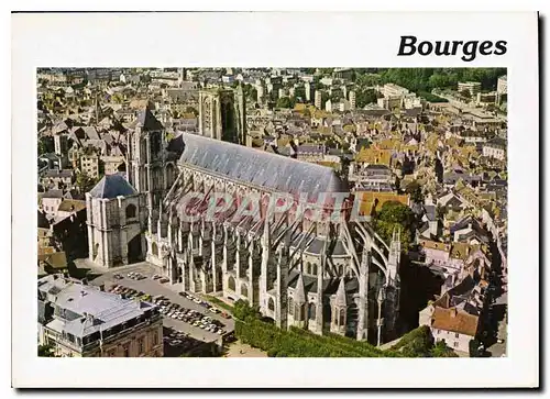 Moderne Karte Bourges Cher Vue aerienne la cathedrale