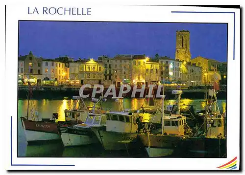 Moderne Karte Images de France Charente Maritime La Rochelle Ambiance nocturne sur le Vieux Port