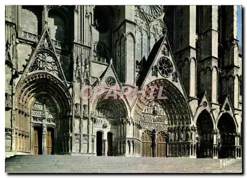 Moderne Karte Les Merveilles du Berry Bourges Cher la cathedrale Saint Etienne les cinq portails de la facade