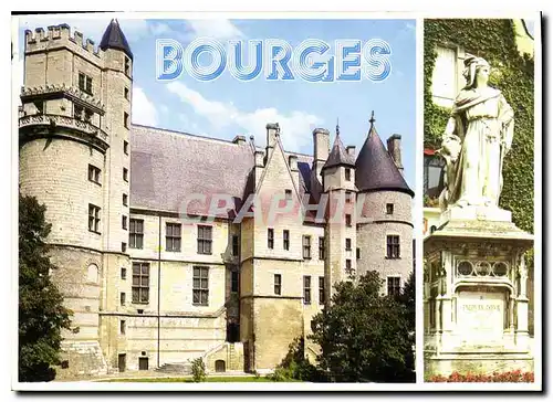 Moderne Karte Bourges Cher Le Palais Jacques Coeur et la statue de Jacques Coeur