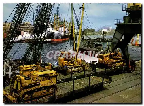 Moderne Karte Rotterdam Vue au port Bateaux Grues Tracteurs