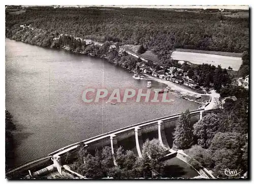 Moderne Karte Pont et Massenne Vue aerienne du lac de Pont et la Digue