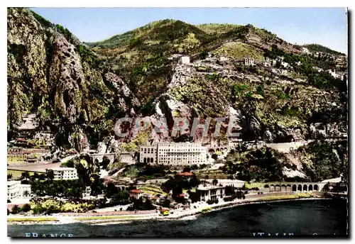 Moderne Karte Cote d'Azur Menton Garavan Vue aerienne du Pont Saint Louis et la Frontiere Italienne