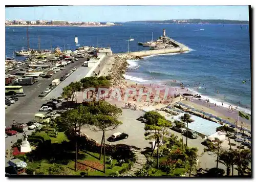 Cartes postales moderne Cote d'Azur Cannes Plage du Midi au fond la Pointe de Palm