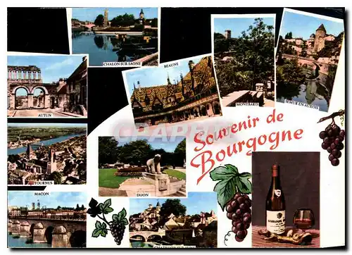 Moderne Karte Souvenir de Bourgogne