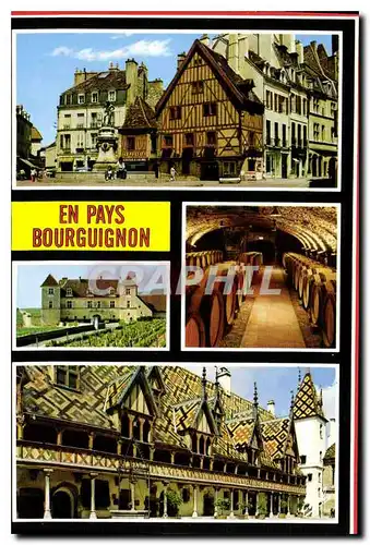 Moderne Karte Dijon La place Francois Rude et la fontaine du Bareuzai