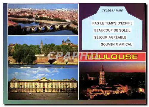 Cartes postales moderne Toulouse La Ville Rose Le Pont Neuf les Berges de la Garonne le Capitole la Basilique Saint Sern