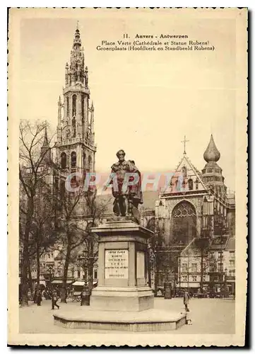 Cartes postales moderne Anvers Antwerpen Place Verte Cathedrale et Statue Rubens Groenplaats