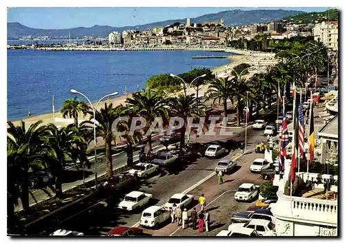 Moderne Karte Cannes Cote d'Azur French Riviera La Croisette Au fond