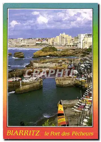 Moderne Karte Biarritz le port des pecheurs les casinos la grande plage l'hotel du Palais