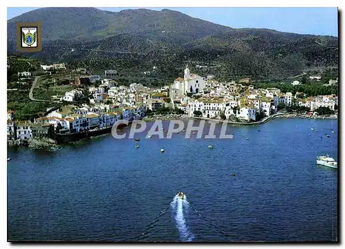 Moderne Karte Cadaques Costa Brava vue aerienne