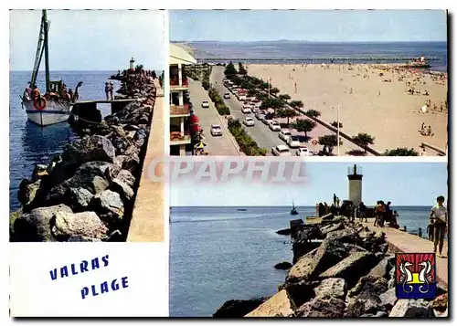 Cartes postales moderne Valras Plage Herault la Digue et le Phare la plage et la bouvelle digue l'entree du port Bateaux