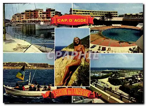 Cartes postales moderne Station du Bas Languedoc Le Cap d'Agde port nature Heliopolis et Port Ambone