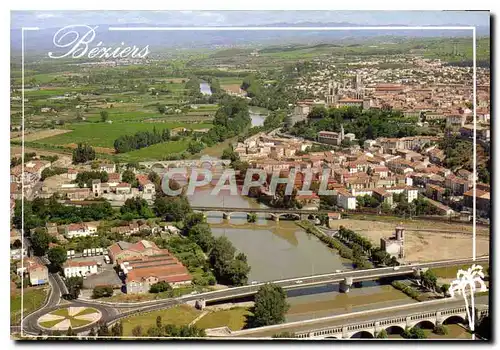 Cartes postales moderne Beziers vue generale au fond le pont vieux 12e siecle