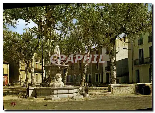 Moderne Karte Lieuran les Beziers Herault plave de la Republique