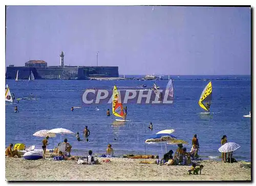 Moderne Karte Images de France Languedoc cap d'Agde la plage Richelieu et le Fort Brescou