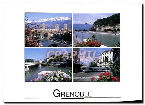 Moderne Karte Grenoble Dauphine France Isere les 3 tours de l'Ile Verte et la Chaine de Belledonne le telepher