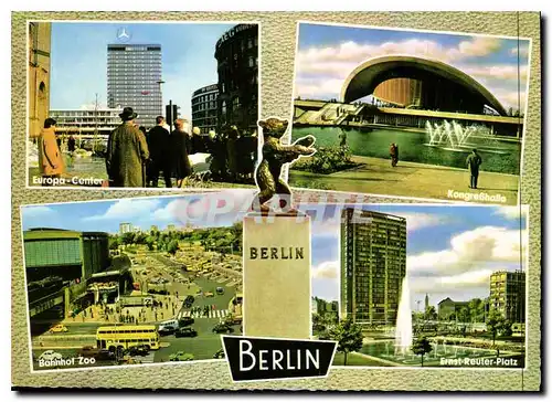 Cartes postales moderne Berlin Europa Center Kongrebhalle Bahnhof Zoo Ernst Reuteur Platz Ours