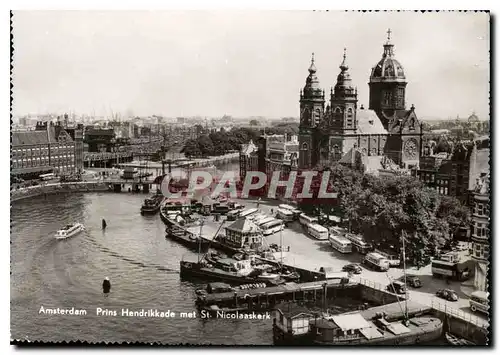 Moderne Karte Amsterdam Prins Hendrikkade met St Nicolaaskerk