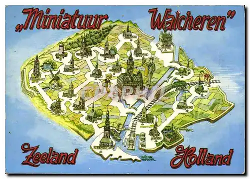 Moderne Karte Miniatuur Walcheren Zeeland Holland