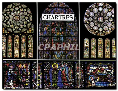 Cartes postales moderne Les Merveilles de Chartres Eure et Loire Vitraux de la Cathedrale du XIi siecle la Rose nord Not