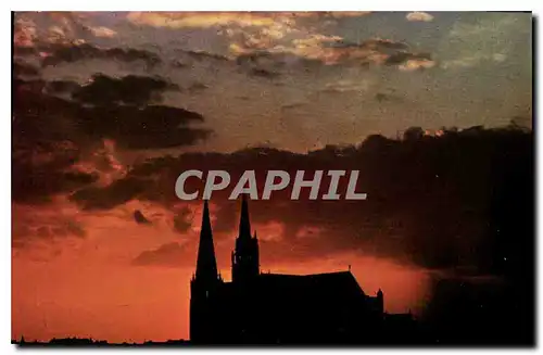 Moderne Karte Chartres Coucher de Soleil sur la Cathedrale