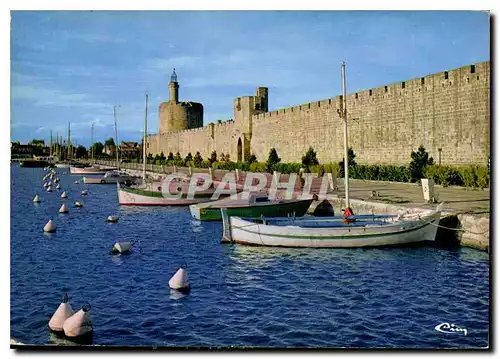 Moderne Karte Aigues Mortes Gard les remparts ouest la poterne des Remblais la tour de Constance 1240 le port