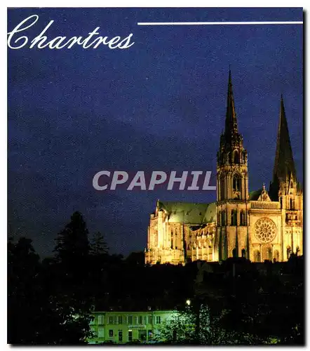 Cartes postales moderne Les Merveilles de Chartres Eure et loir la Cathedrale XII XIII siecle illuminee