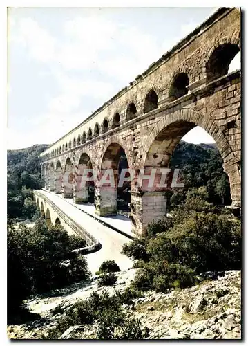 Moderne Karte Le Pont du Gard Aqueduc romain construit avant l'ere chrerienne sur l'ordre d'Agrippa