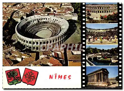 Cartes postales moderne Nimes Gard les Arenes Romaines le Jardin de la Fontaine la Maison Carree
