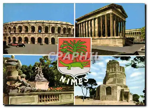 Cartes postales moderne Nimes Gard les arenes la Maison carree les Jardins la Fontaine la Tour Magne