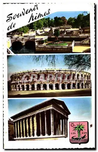 Cartes postales moderne Nimes Gard le Jardin de la Fontaine XVIII S les arenes romaines la Maison carree