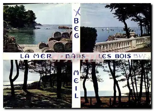 Moderne Karte La Bretagne en couleurs Beg Meil Sud Finistere la mer dans les bois au port et sur les dunes