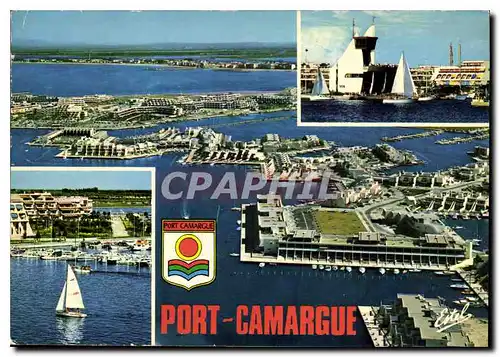 Cartes postales moderne La Camargue Port Camargue Gard vue generale aerienne au fond le Grau du Rol la Capitainerie le P