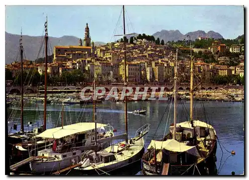 Cartes postales moderne Les Sites Merveilleux de la Cote d'Azur Menton Alpes Maritimes le Port et la vieille ville