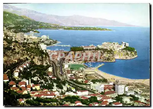 Cartes postales moderne La Cote d'Azur Principaute de Monaco vue aerienne le rocher Monte Carlo le cap Martin l'Italie