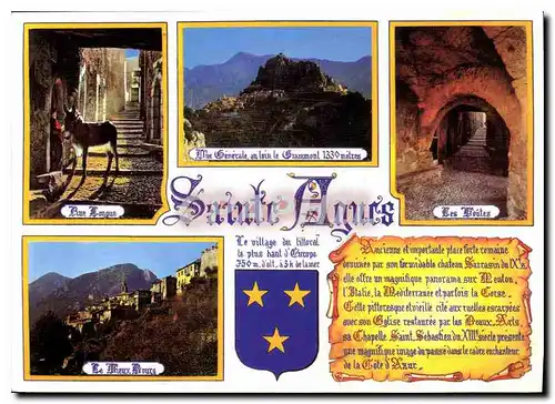Moderne Karte Sainte Agnes Alpes Maritimes les villages du Mentonnais