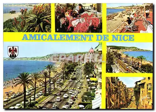 Moderne Karte La Cote d'Azur Nice Alpes Maritimes la baie des Anges Eventaire de fleurs dans le Vieux Nice les